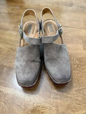 Born Taupe Suede Slingback Clog Mules